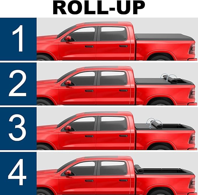 MOSTPLUS Soft Roll-up Truck Bed Tonneau Cover On Top Compatible with 2022 2023 2024 2025 Ford Maverick Bed 3 Fold Fleetside (4.5 FT Feet Bed-54.4 inch
