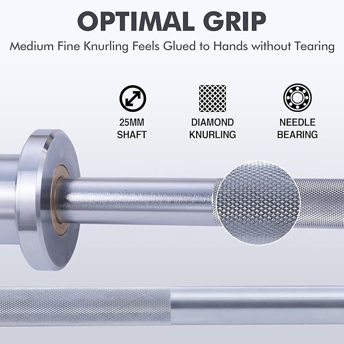 Mikolo 7ft Olympic Barbell, Barbell for Weightlifting and Powerlifting 45lb, Olympic Bar for 1500lbs Capacity, Weight Bar Fit 2” Standard Weights