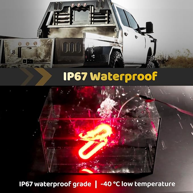 2Pcs 6" inch Smoked Lens Oval Red 52 LEDs Trailer Boat Halo Brake Stop Running Turn Signal Tail Lights【Patented】 w/Rubber Grommet, Sealed Submersible IP67 for Truck/RV/Van, DC 12V