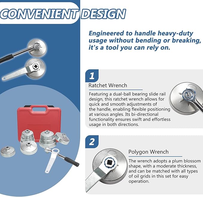Oil Filter Wrench Set 23pcs Aluminum Alloy Cup Oil Filter Type Wrench Socket Removal Tool Set 1/2" Drive Oil Filter Removal Tool Kit?red?