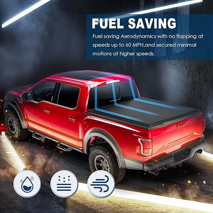 MOSTPLUS Tri-Fold Soft Truck Bed Tonneau Cover On Top Compatible with 2022 2023 2024 2025 Ford Maverick Bed 3 Fold Fleetside (4.5 FT Feet Bed-54.4 inch