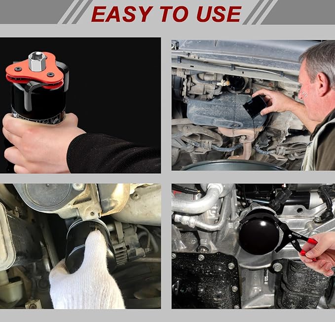 4Pcs Oil Filter Pliers Set, 3 Jaw oil filter Wrench with Flexible Plastic Funnel For Automotive Oil Change, Adjustable Oil Filter Removal Tool From 1-3/4" to 6" (Black)