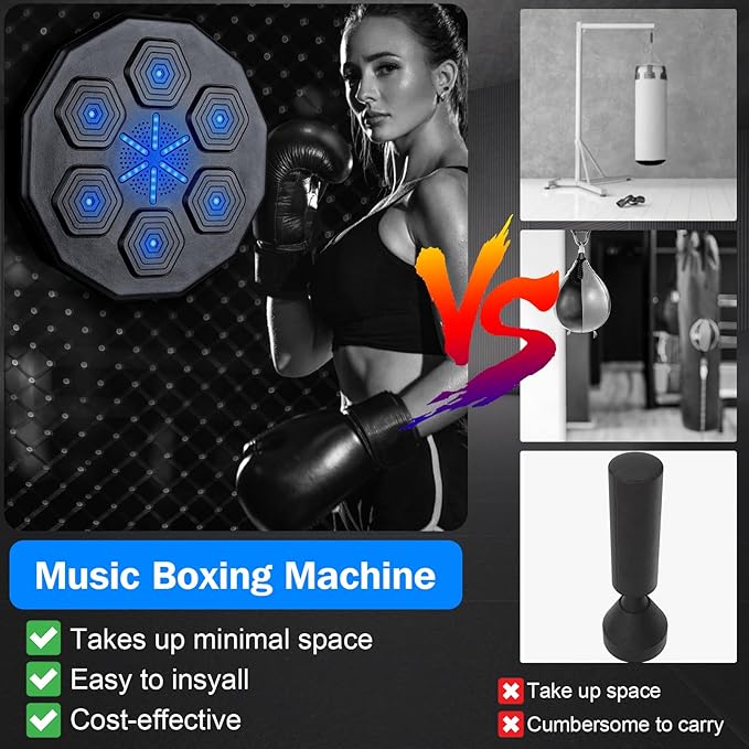 2025 New Music Boxing Machine, Upgraded 2.0 Smart Bluetooth Music Boxing Parent-Child Games, Wall-Mounted Exercise Equipment for Home Exercise