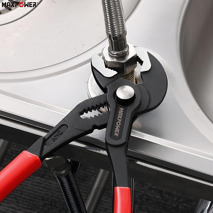 MAXPOWER 10 inch Water Pump Pliers, with 1.2 inch Jaw Capacity Opening Push Button Lock Pliers