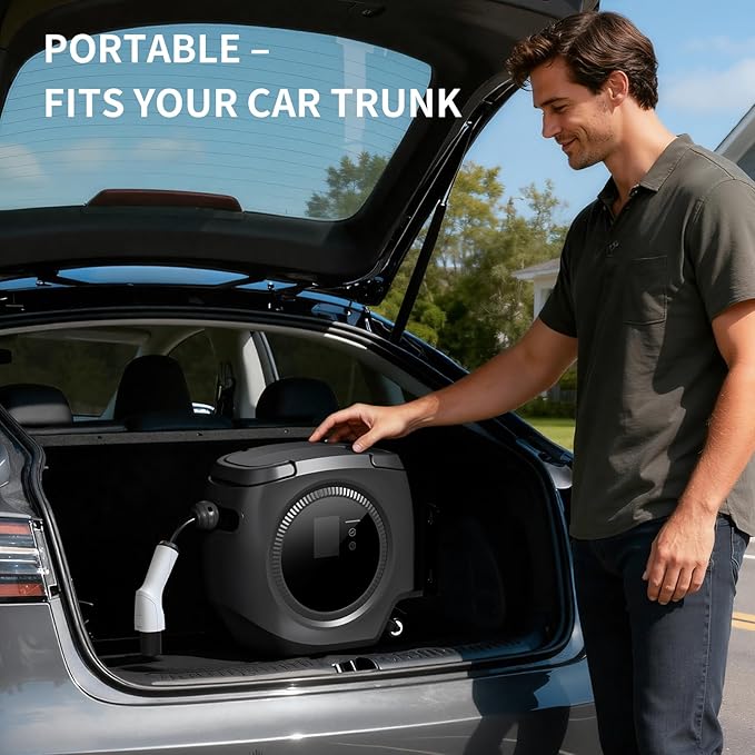 Level 1 EV Charger for Tesla – 110V 16A, 26FT Cable, NEMA 5-15 Plug, Wi-Fi Support, Portable Tesla Connector for Model 3/Y/S/X, Easy for Home or Travel (Black)