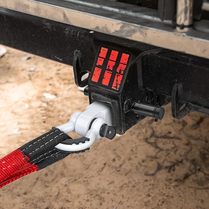 Nilight Anti-Theft Shackle Hitch Receiver 2Inch 45000 LBs Breaking Strength 3/4" Anti-Theft D Ring Shackle 5/8" Trailer Hitch Lock Pin Heavy Duty Solid Towing Kit for Trucks Off Road (White)