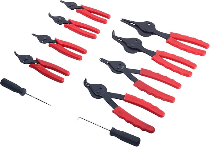 8milelake 10pcs Snap Ring Plier Set, Internal & External Circlip Pliers Set, Retaining Ring Circlip C Clip Pliers, Combination Retaining Clip Car Truck Motorcycle