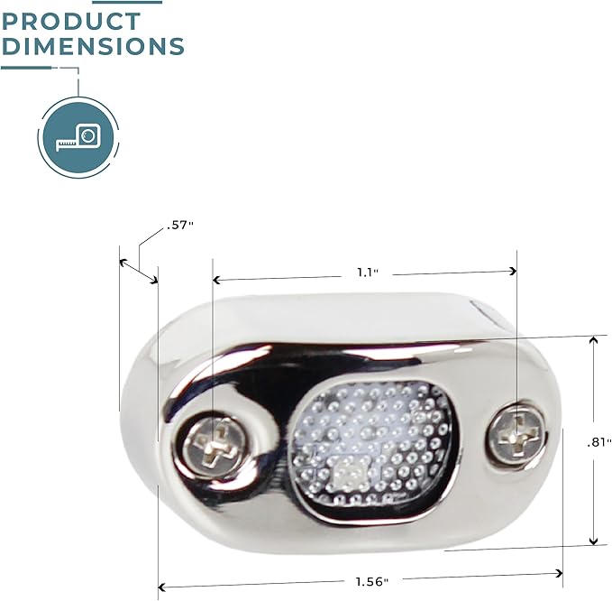 Manufacturers' Select ITC Oblong Surface Mount Stainlless Steel Boat or RV LED Courtesy Light