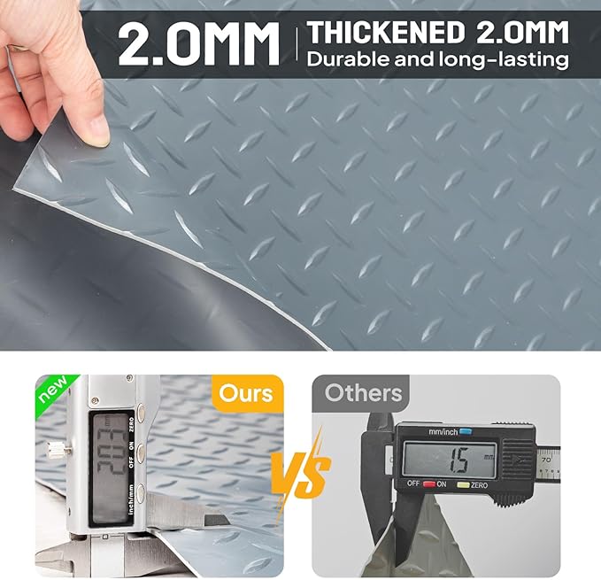TUFFIOM 7'87'' x 22 FT Garage Floor Mat, Thickened Diamond Plate PVC Garage Mats Flooring Roll for Under Car, Garage Parking Mats for Floor Large SUVs, MPV, Pickup Truck, RV