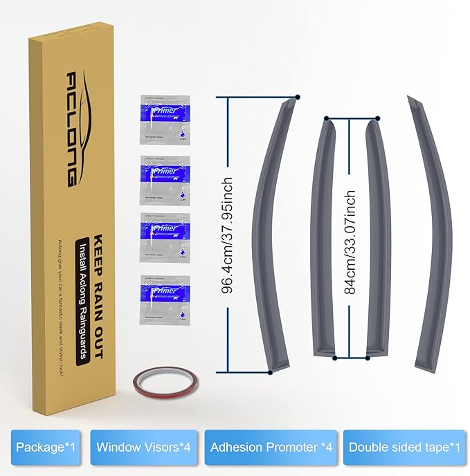 ACLONG Smoke Rain Guards Fit for Honda Accord 2013-2017 Tape-On Side Shatterproof Window Visor, Window Deflectors, 4-Piece Set