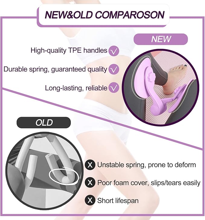 Thigh Exerciser 35lb Pelvic Floor Exercise Devices Inner Thigh Kegel Exerciser Pelvic Floor Muscle Workout Equipment Train for Home Hip Under Desk Exercise Men Women with Band