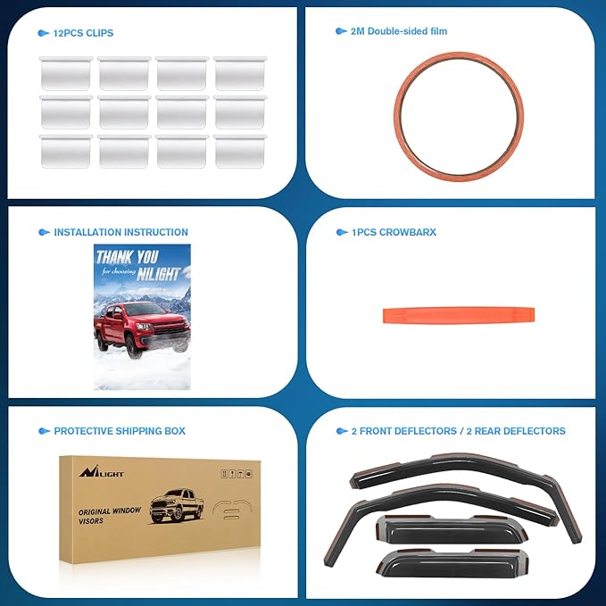 Nilight in Channel Rain Guards for Ford F150 2004 2005 2006 2007 2008 2009 2010 2011 2012 2013 2014 Super Cab Original Window Deflectors,Vent Window Visors-4PCS