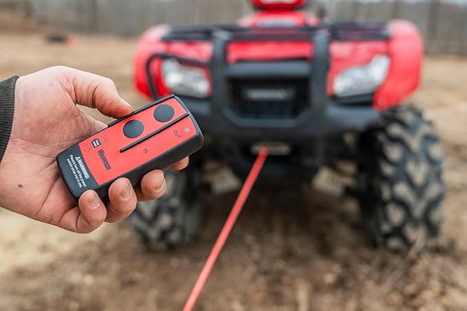 Warrior Winches Ninja 3500 lbs - Premium 12V Electric ATV/UTV Winch with Synthetic Rope, Compact and Powerful 12 Volt ATV Winch - Comes with Wireless Remote - Perfect for ATV, UTV, Boat, Trailer