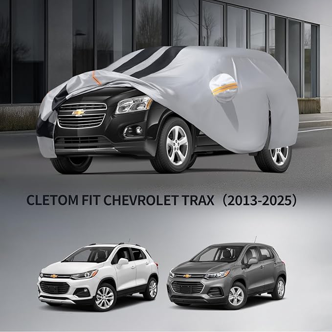 10 Layers Sedan Car Cover Custom Fit for Chevrolet Trax(2013-2025), 100% Waterproof All Weather for Automobiles, Gift with Towel, Heavy Duty Car Covers for Rain Sun UV Protection with Door Zipper.
