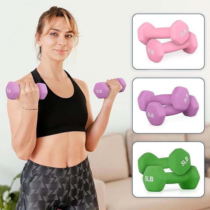 MADOG Dumbbell Set, Anti-Slip Neoprene Coated Hexagon Hand Weights for Home Gym Equipment Workouts Strength Training