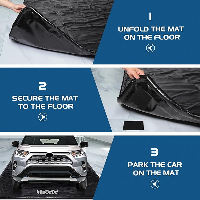 Waterproof Garage Floor Mat for Under Car, 8'6"x20' Heavy Duty Containment Mat with Free Floor Squeegee, Protects Garage Floor from Snow, Slush, Water, Mud and Oil