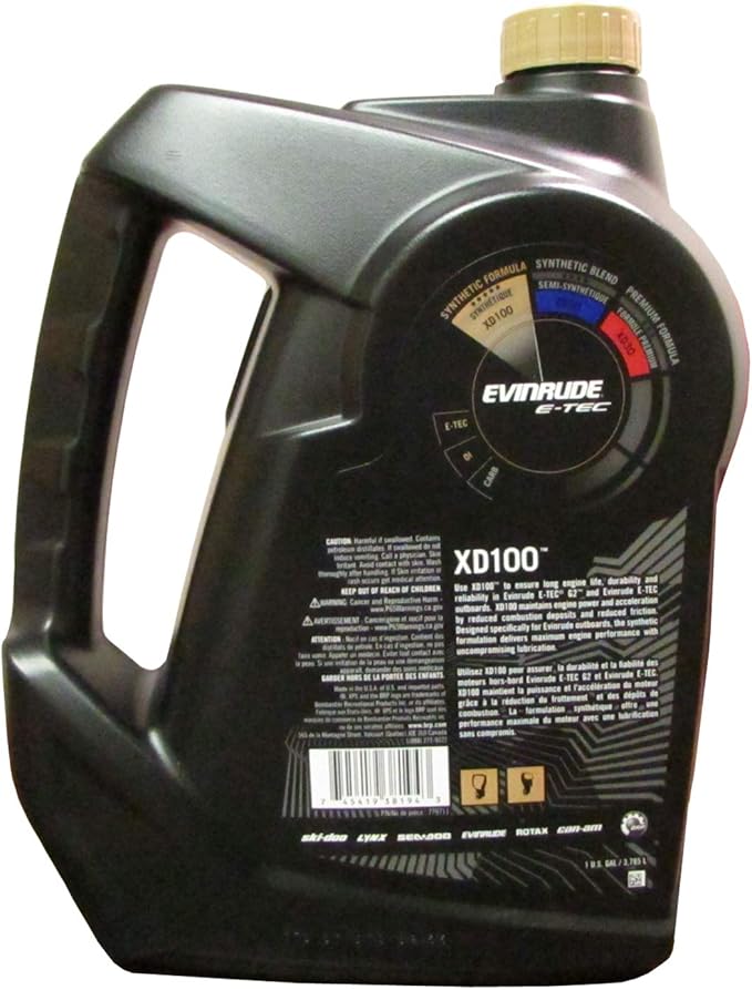 Evinrude XPS Marine XD100 E-TEC Synthetic Formula, Direct Injection Engine Oil, 1 Gallon Jug
