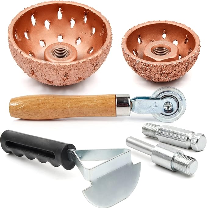 Tire Repair Patch Tools Tire Buffing Wheels 42 mm 55mm Tungsten Steel Buffing Wheel with Tire Patch Roller Scraping Cutter for Car Tire Grinding Polishing Accessories Kit