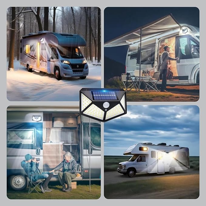 2 Pack Magnetic RV Solar Light, Motion Sensor RV Porch and Awning Lights, Solar Charged, RV Accessories for Outside, Multiple Modes, Compact for Campers Trailers