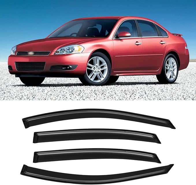 Window Rain Guards for 2006-2013 Chevy Chevrolet Impala & Impala Limited 2014-2016, Window Visor Guard Vent Wind Shade Deflector Rain Shield Protector Sun Visor for 06-13 Impala, Outside-Mount, 4PCS