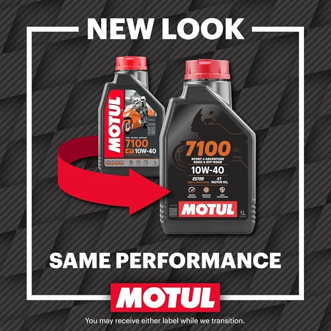 Motul 7100 4T 10W-40 Synthetic Motorcycle Engine Oil, Road & Off Road 1 Liter (104091)