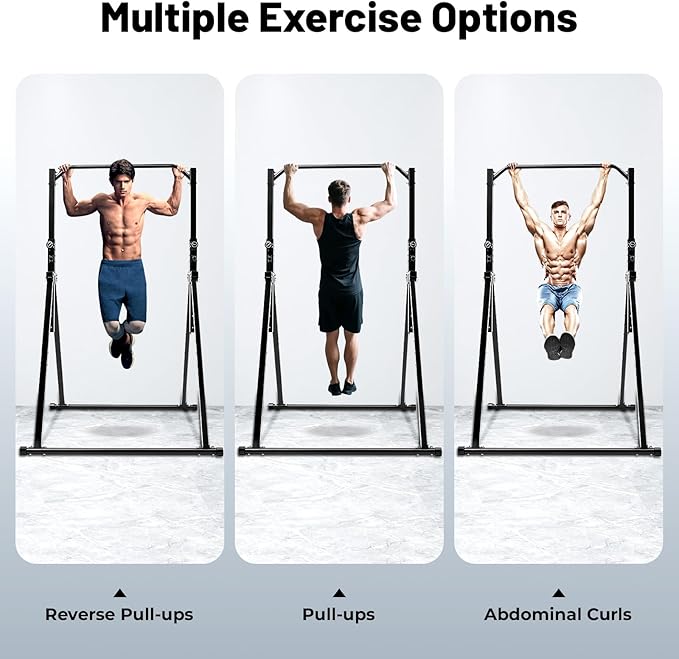 Triangular Pull Up Station,440lbs Load Capacity Adjustable Height Home Pull Up Bar,Foldable Power Tower Dip Station Pull Up Ba,Fitness Triangular Design Pullup Dip Station Rack