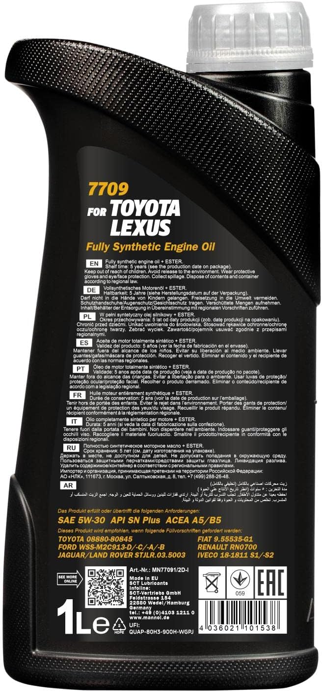 Mannol Full Synthetic Engine Oil 5W-30 for modern Toyota & Lexus- MN7709 (1L)