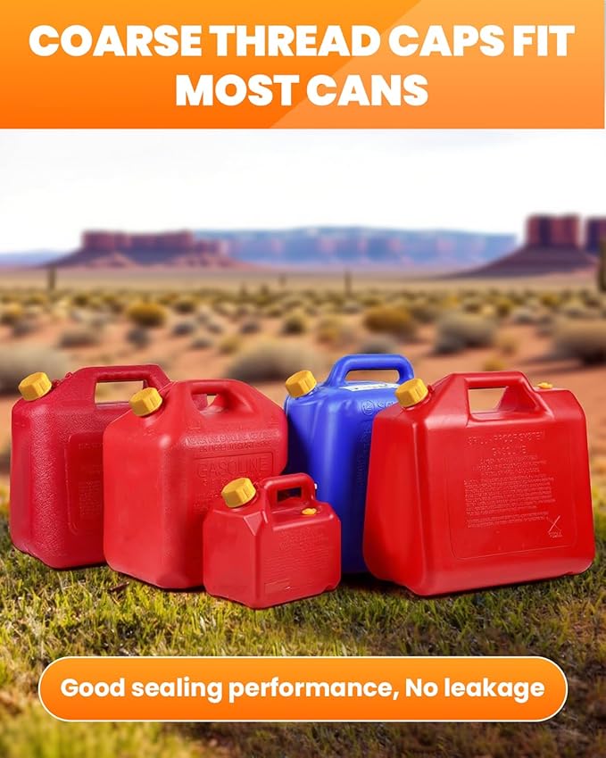 10 PCS Gas Can Cap, Replacement Lid for Gasoline Storage Containers, Fuel Tanks, Water Jugs - Durable, Coarse Thread Design, Ideal for Portable Gas Cans and Metal Gas Tanks Yellow