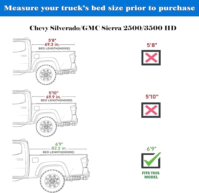 Low Profile Flip Up Truck Bed Tonneau Cover Fits 2020-2026 Chevy/GMC Silverado/Sierra 2500/3500 HD New Body Style 6.9FT Bed (82.2")