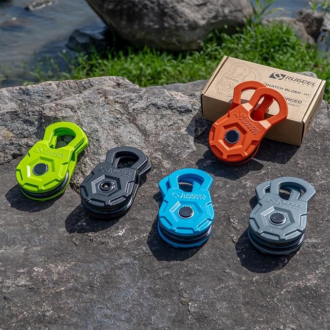 RUGCEL WINCH Snatch Block 12T, Heavy Duty Recovery Winch Pulley Compatible with Synthetic Rope & Steel Cable,E-Coated Orange Finish, for Truck, Tractor, ATV & UTV (12T-Orange)