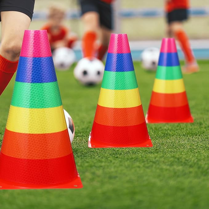12 Pack Candy Corn Ring Toss Game - Plastic Cones, 9 Inch Training & Sport Agility Field Markers for Youth Soccer & Skating Practice