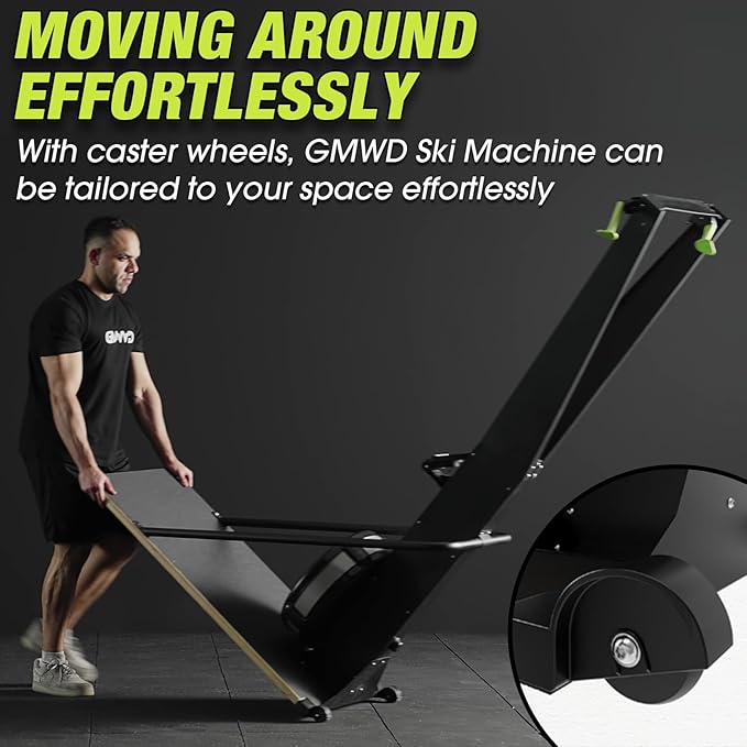 Ski Exercise Machine, GMWD Ski Equipment Indoor Aerobic Wind Resistance Machine, Indoor Strength Training Home Gym Equipment