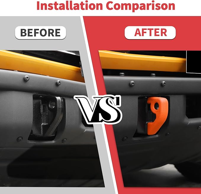 Jimen Fit for Ford Bronco 2021-2024, 2PCS Front Bumper Tow Hook Covers Protector Exterior Accessories (Orange)