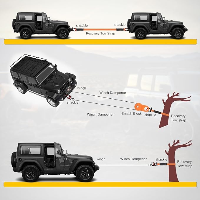 Nilight 3" x 20' Recovery Tow Strap Kit with 2" Hitch Receiver and 3/4" Anti-Theft D-Ring Shackles Storage Bag Heavy Duty Tow Rope for Car Truck SUV ATV (MBS 31500LBS)