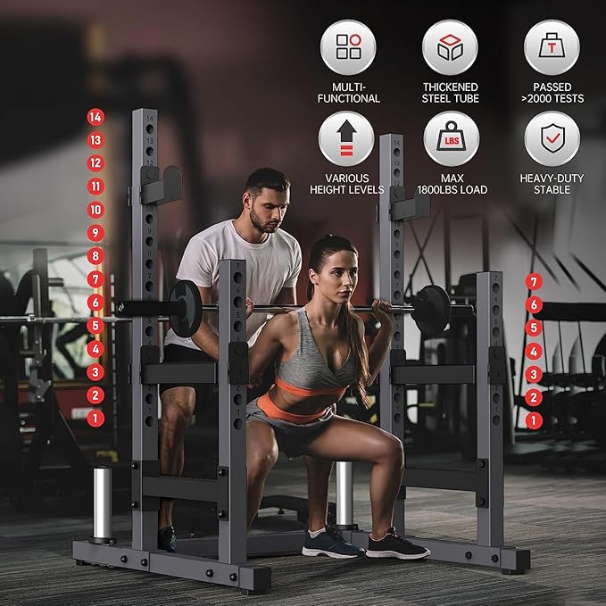 PASYOU Squat Rack for Home Gym with Max Load 1800 lbs for Bumpers and 600 lbs for J Hooks (Model:SR30)
