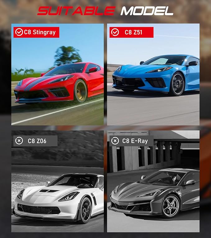 Black Aluminum C8 Front Radiator Guards Grille Fit for Corvette C8 Stingray Z51 Coupe Convertible/HTC 2020-2025 OEM Style 2PCS Front Outer Grill Guard Grille Vents Insert Mesh Set