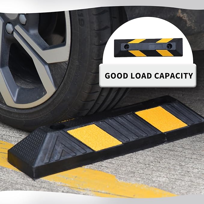 4PACK BESEA Curb Parking Stoppers for Garage Bumpers Parking car - 20.8" Length 3.5" High Heavy Duty Rubber Wheel Stopper for Vehicles Truck Driveway Help Your Cars Parking Stop Perfectly