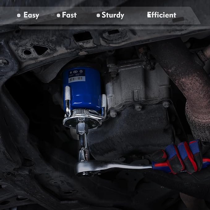 WORKPRO Adjustable Oil Filter Wrench, Universal 3"–5-1/2" (76–140mm) Heavy Duty 3-Jaw Oil Filter Removal Tool, Professional Auto Repair Tool for Car, Truck, SUV, Tractor, and Motorcycle