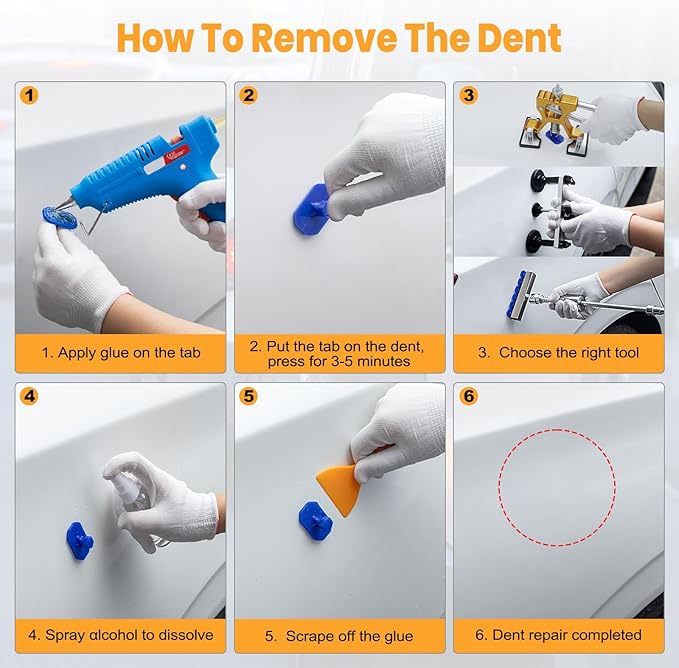 Car Dent Puller Kit, 135pcs Paintless Dent Removal Kit, Car Dent Repair Kit with Golden Lifter, Bridge Puller, Slide Hammer 2 in 1 T-Bar, Dent Puller for Car Refrigerator Door Ding Repair