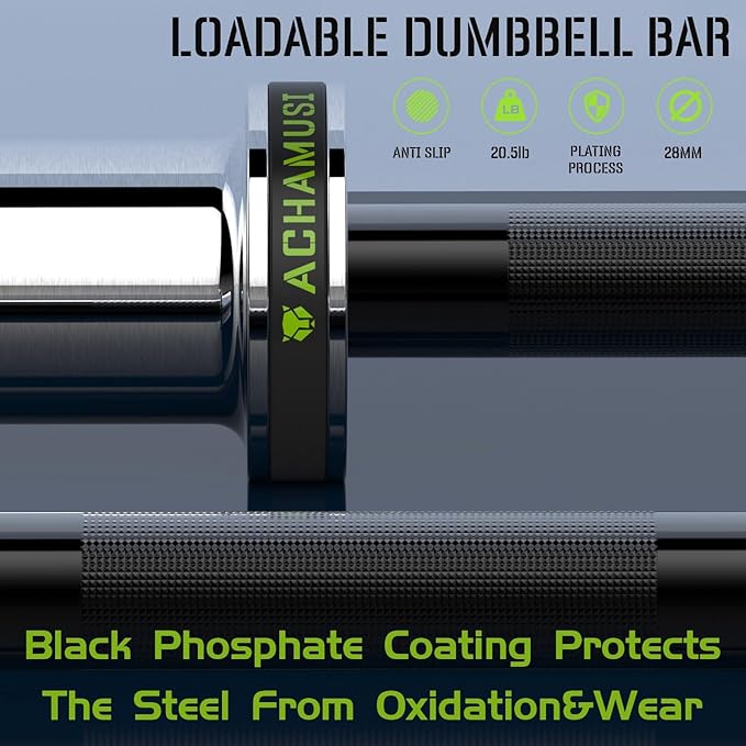 16" Olympic Dumbbell Handle Pair - Solid Adjustable Dumbbell Bars With Spring Collars 2'' Can Load(150LB/350LB), Suitable For Home Gym Exercise