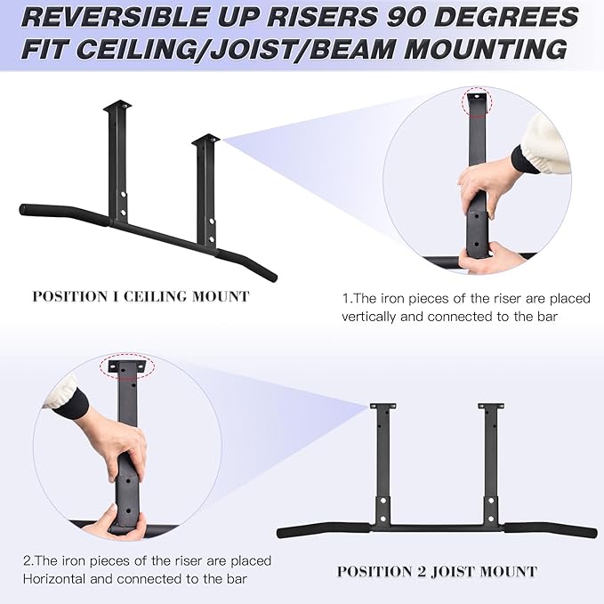 ATENTO Pull Up Bar, Chin Up Bars Ceiling Mount, Workout for Home Gym, Beam, Crossfit - Heavy-Duty, Foam Grip, Easy installation