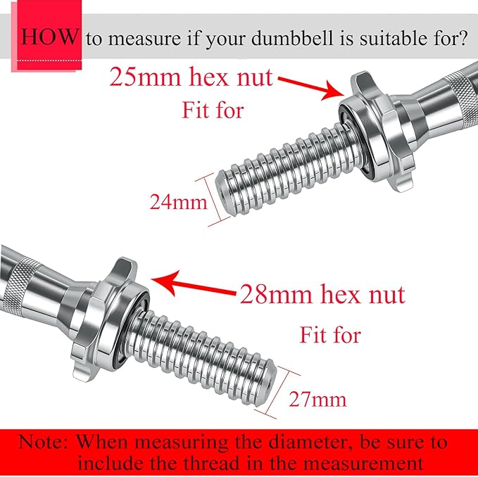 Lamoutor 2Pcs Anti-Slip Hex Nut Collar Screw for Barbell Dumbbell Weight Lifting
