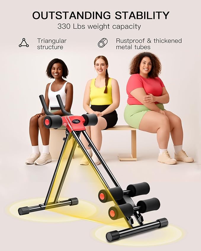 Ab Machine Abdominal Stomach Workout: Adjustable Ab Trainer Machine Ab Cruncher Core Strength Training Equipment for Home Gym Foldable for Women and Men