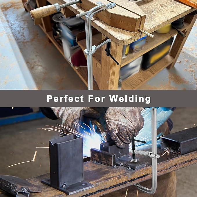 4 Pcs Welding Clamps Heavy Duty with 3" Throat Depth, Bar Size 5/8" x 5/16" (15.7 x 7.5 mm), 440 Lbs Clamping Force, Forged Steel Bar Clamp for Wood, Metal, Pipe, Welding and DIY Projects