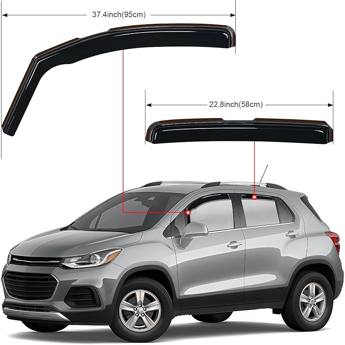 Nilight in Channel Window Deflectors for Chevrolet (Chevy) Trax 2014 2015 2016 2017 2018 2019 2020 2021 2022 2023, Buick Encore 2013-2023 Vent Window Visors, Rain Guards-4PCS