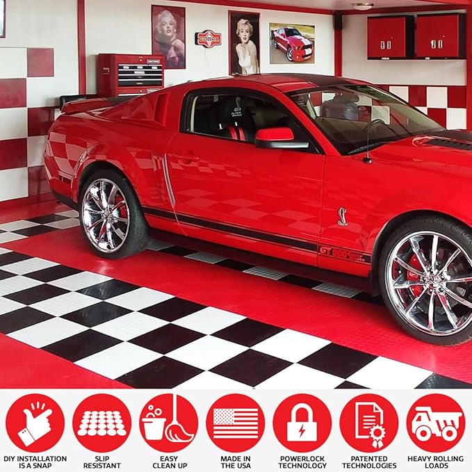 Big Floors RaceDeck CircleTrac, Interlocking Non-Slip Garage Flooring Tile, Durable, Modular, Heavy-Duty Copolymer, Easy Install (Alloy, 48 Pack of 12 x 12" Tiles)