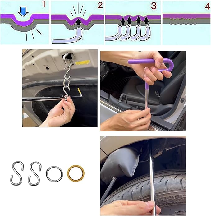 M16 Big Size Slide Puller,190 PCS Paintless Dent Removal tools Kit,Auto Body Hail Removal Tool, Bodywork Dings Dent Puller Remover kit,A Complete Car Dent Repair Tools Set for Professional Auto Repair