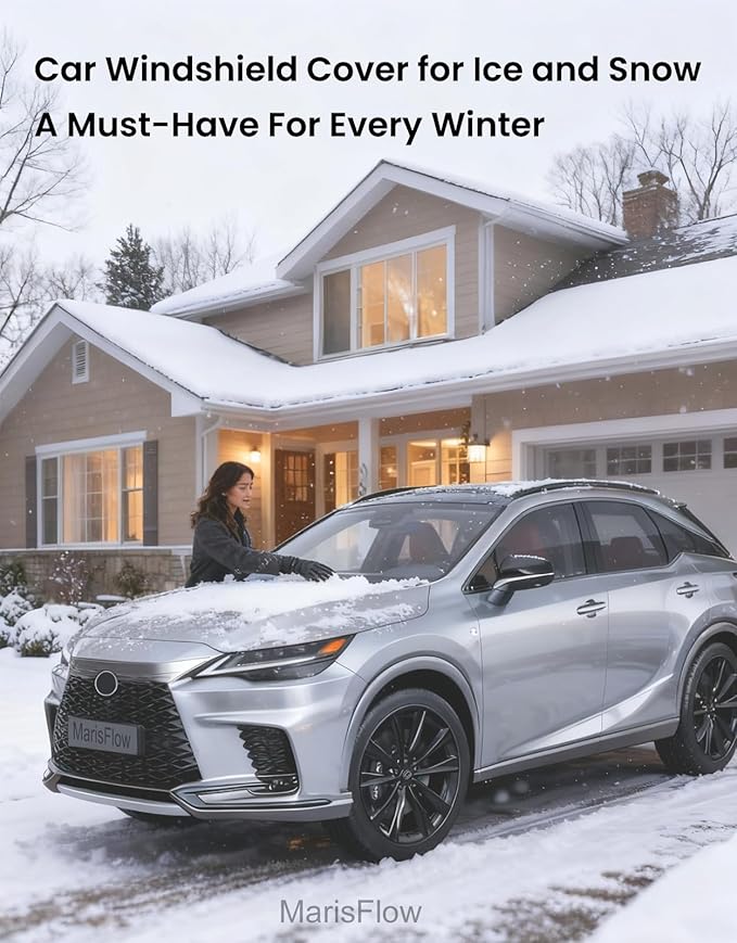 Windshield Cover for Ice and Snow | Heavy Duty 600D Oxford Fabric | Windshield Protector for Cars, SUVs, Trucks | Secure Fit Waterproof Frost Cover | Winter Car Accessories (69 * 42)