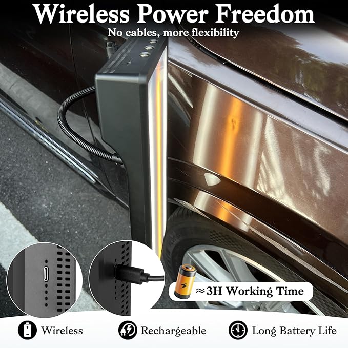 Dent PDR Light Board with Built-in Battery, Dual Mode USB and Battery, Adjustable White-Yellow Light, Dent Repair Light for Car Dent Detection, PDR Light for Auto Body Dent Repair