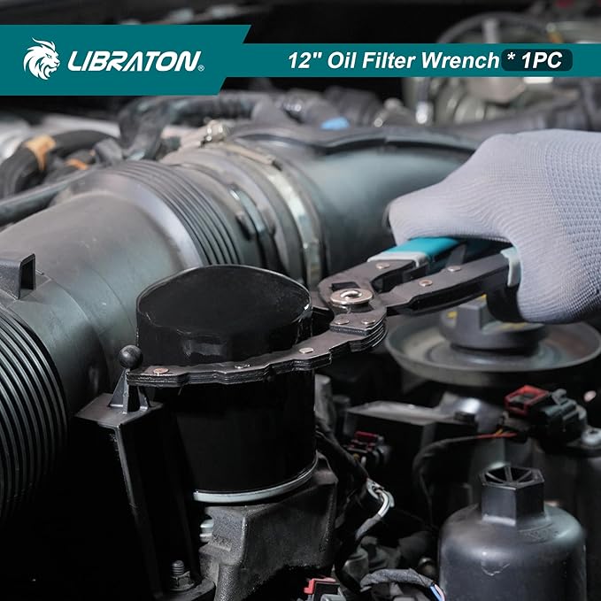 LIBRATON Oil Filter Wrench, 12" Oil Filter Pliers, Quick Adjustable Oil Filter Removal Tool with Spring Structure (2-3/8" to 4-3/4" Opening), One-Hand Use, for Cars, Motorcycles & Trucks